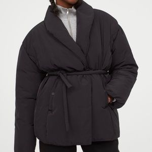 Belted Puffer Jacket Black Size S